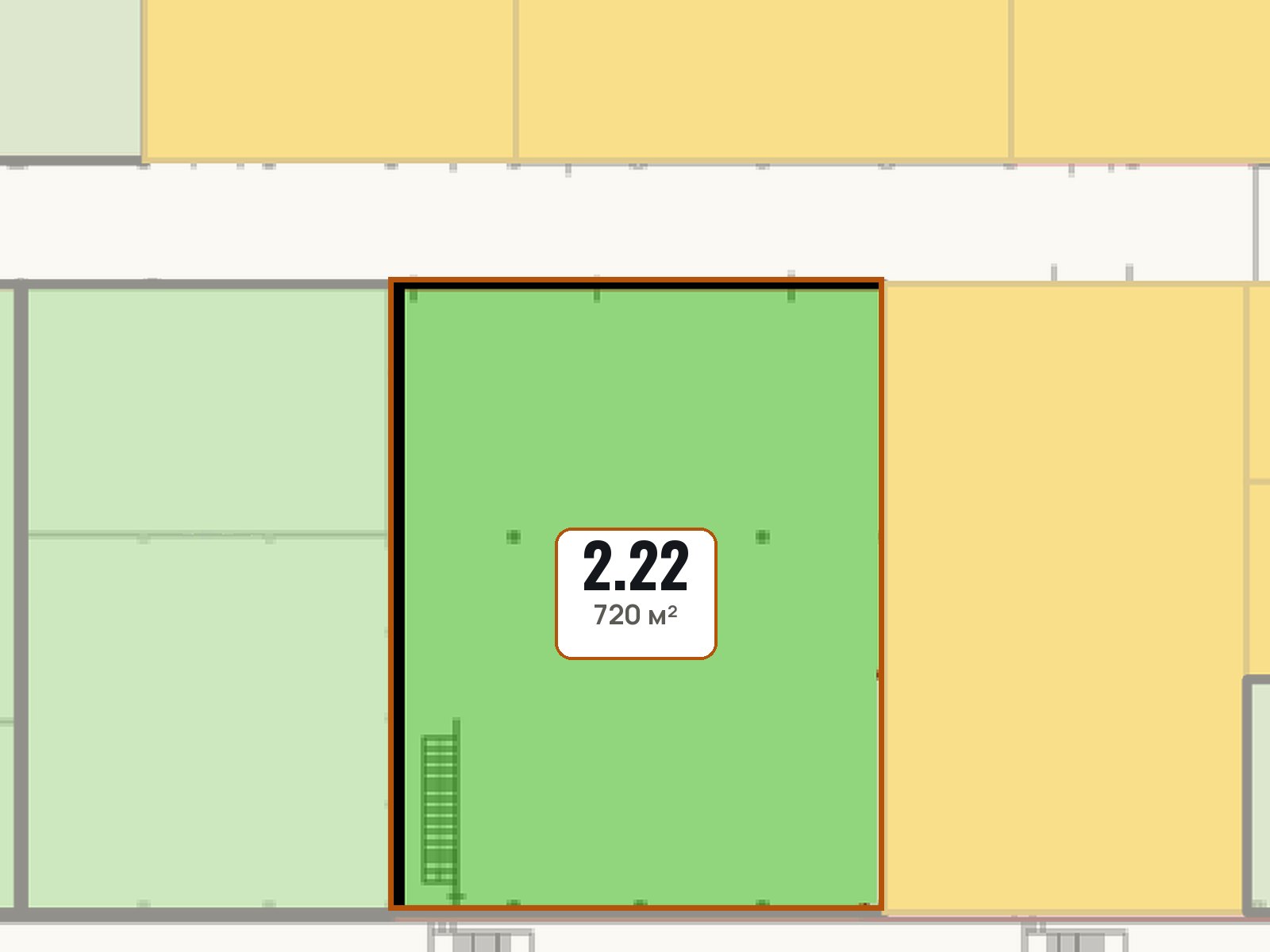 План блока 2.22, 720 м², на листе второго этажа